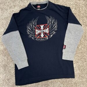 Vintage West Coast Choppers YOUTH Layered Tshirt NO SIZE TAG (XL y2k Jesse James